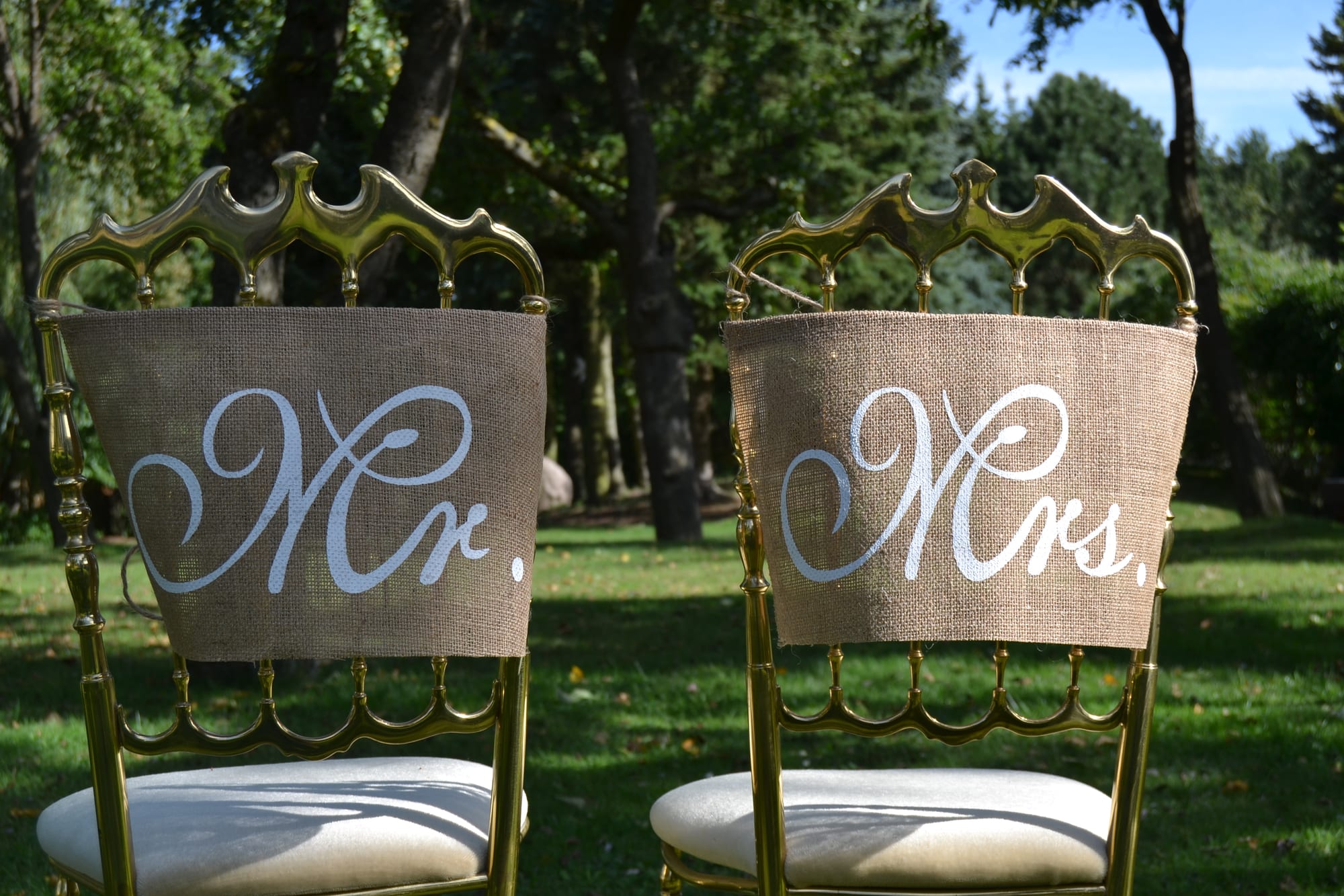 Stuhlbanner „Mr & Mrs“